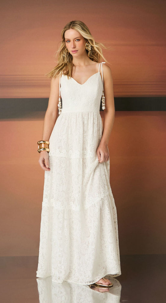 Isa Paes - Lace Midi Dress with Bias Detail