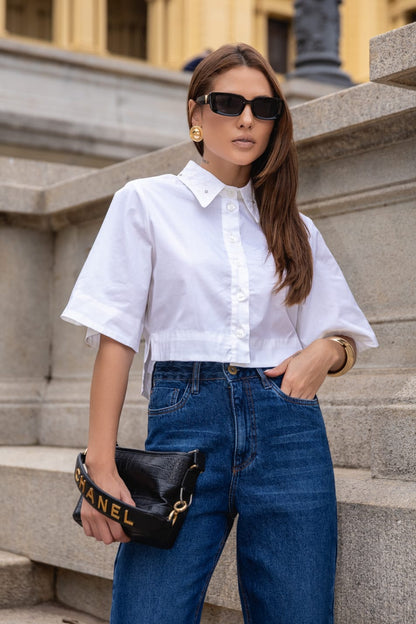 Bebela  - Embroidered Cropped Shirt