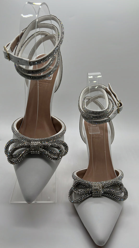 Bfb Shoes - Chanel White Scarpim Rhinestone