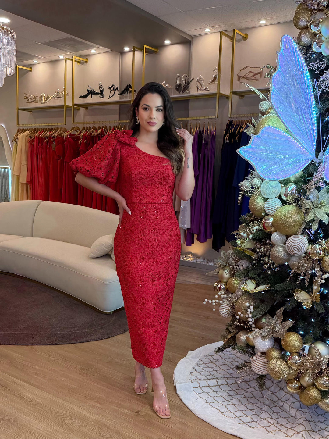 Closet Deluxe - One Shoulder Lace Dress
