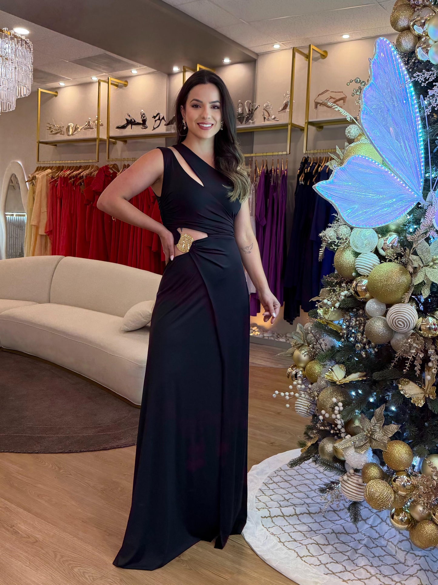 Bfly -  One Shoulder /Gathered Straps Dress