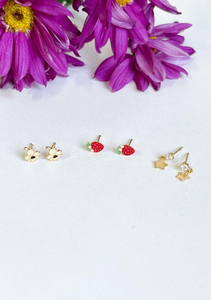 Nuria Trio of Kids Girl Earrings