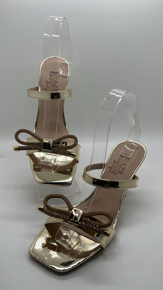 Bfb - Golden Clog with Rhinestone Bow