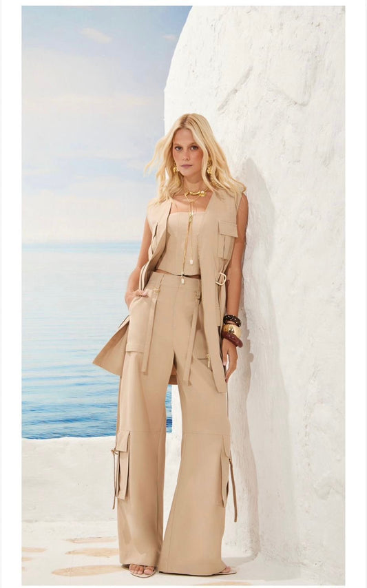 Isa Paes - Vest Cropped Top,and Pants Set