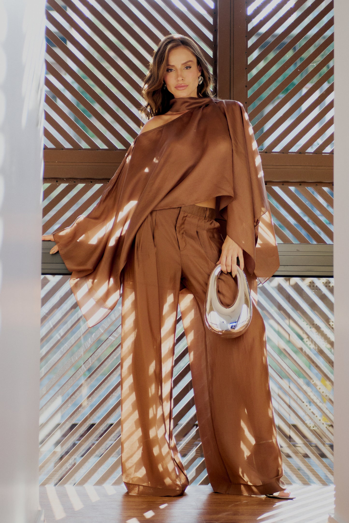 Bfly - Loose Square Blouse W/ Pants Set