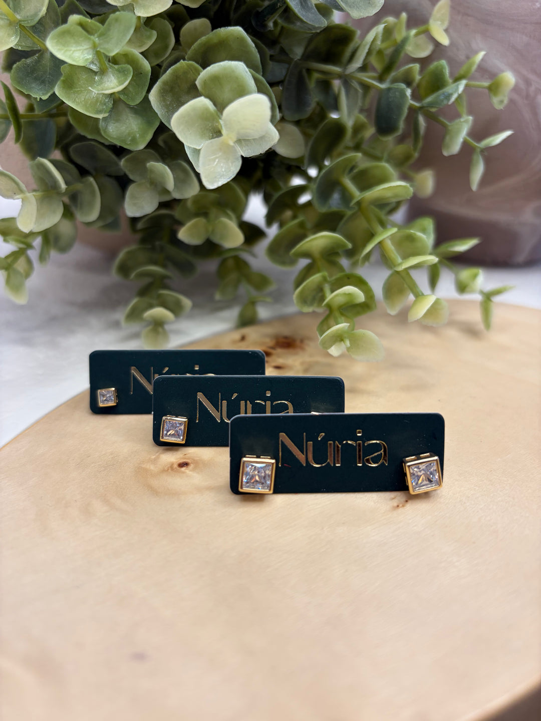 Nuria - Large Square Gold Stud