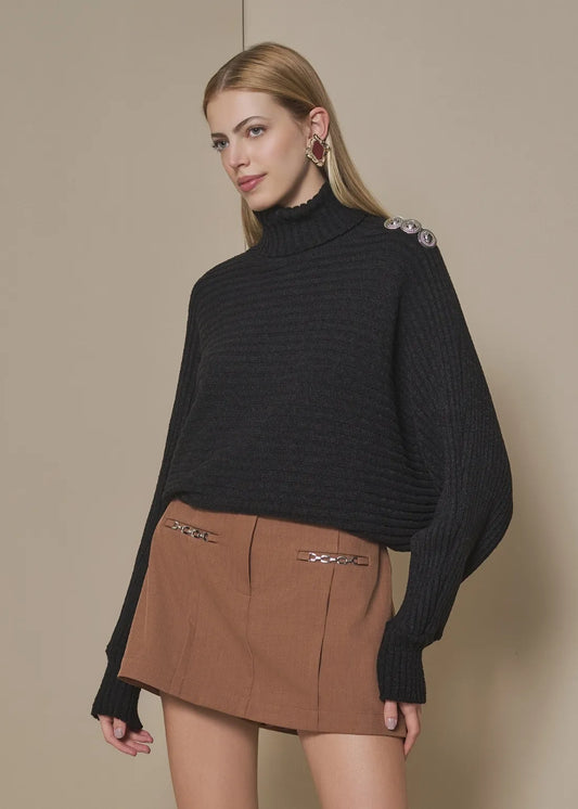 Lore - Ribbed Long-Sleeve Knit Blouse