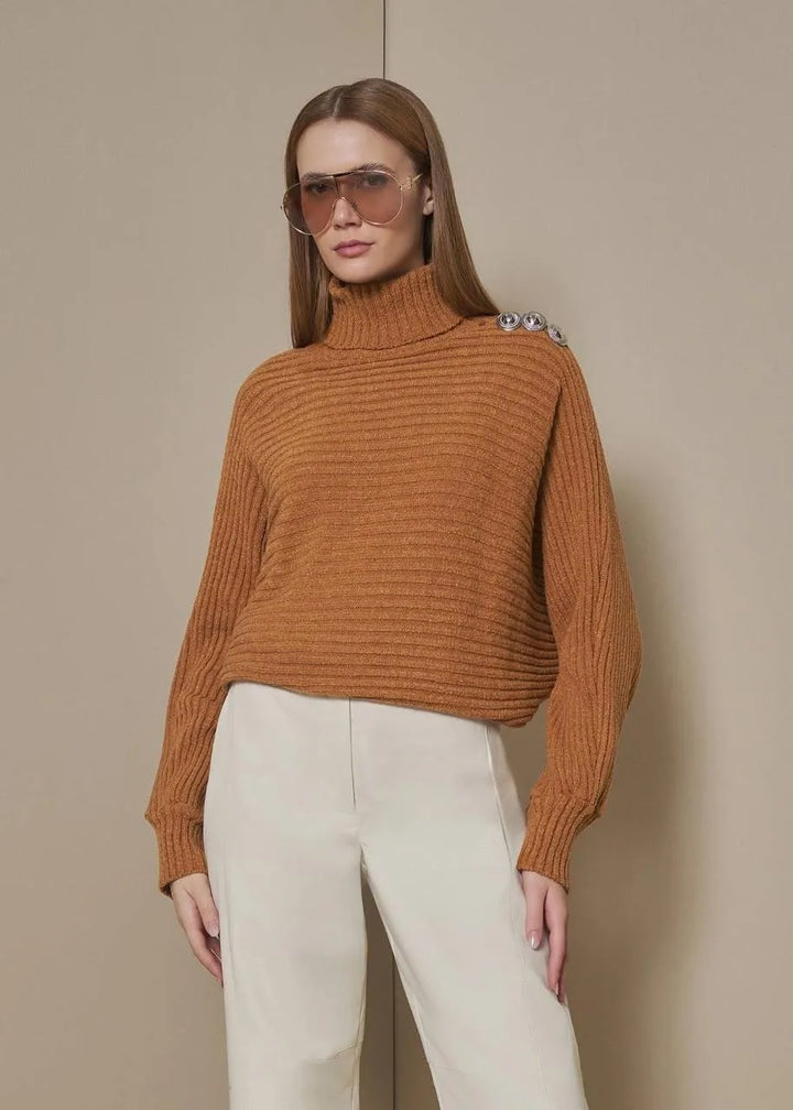 Lore - Ribbed Long-Sleeve Knit Blouse