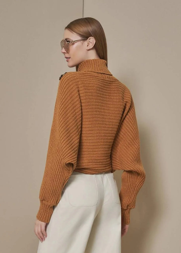 Lore - Ribbed Long-Sleeve Knit Blouse