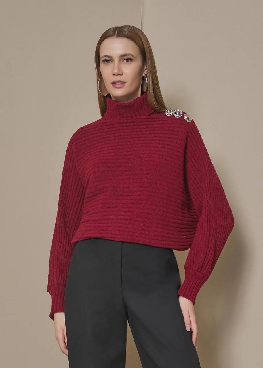 Lore - Ribbed Long-Sleeve Knit Blouse