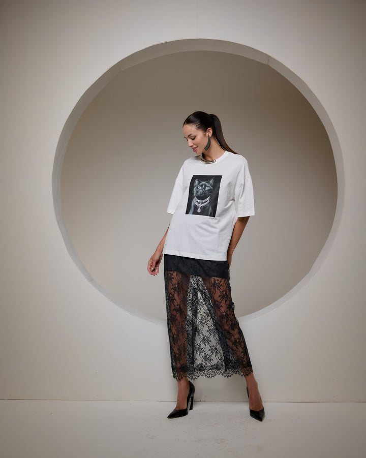Bfly - Camiseta Superdimensionada Gato Chique