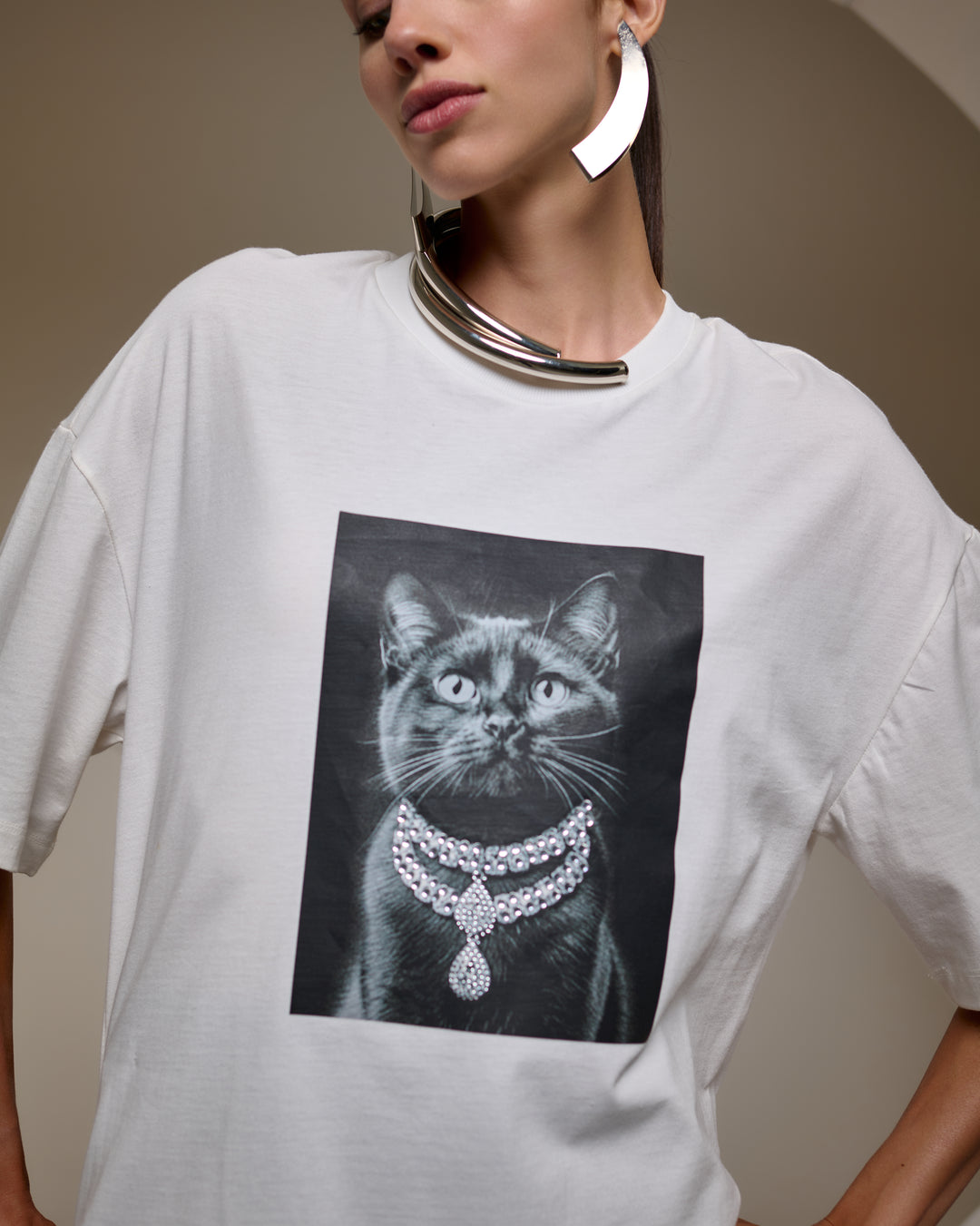 Bfly - Camiseta Superdimensionada Gato Chique