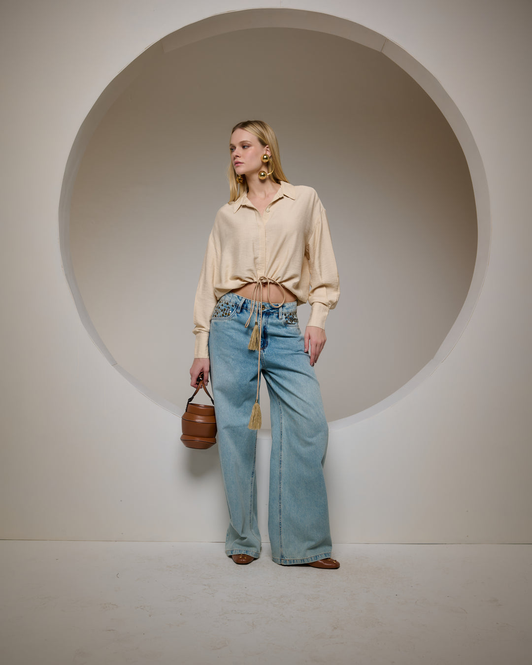 Bfly - Shirt with Drawstring at the Hem