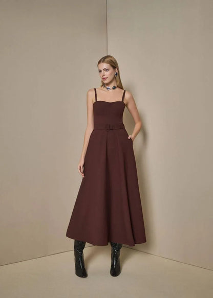 Lore - Tailored Infinity Midi Dress with Belt