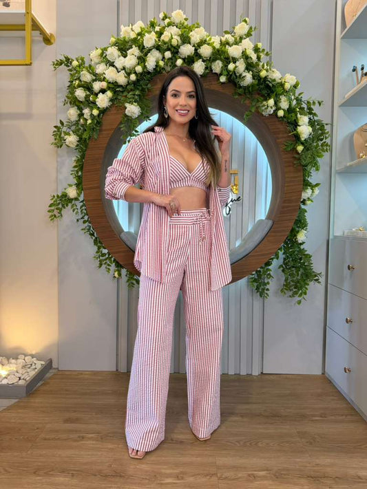 Contra Sensura - 3 Piece Striped Linen Set