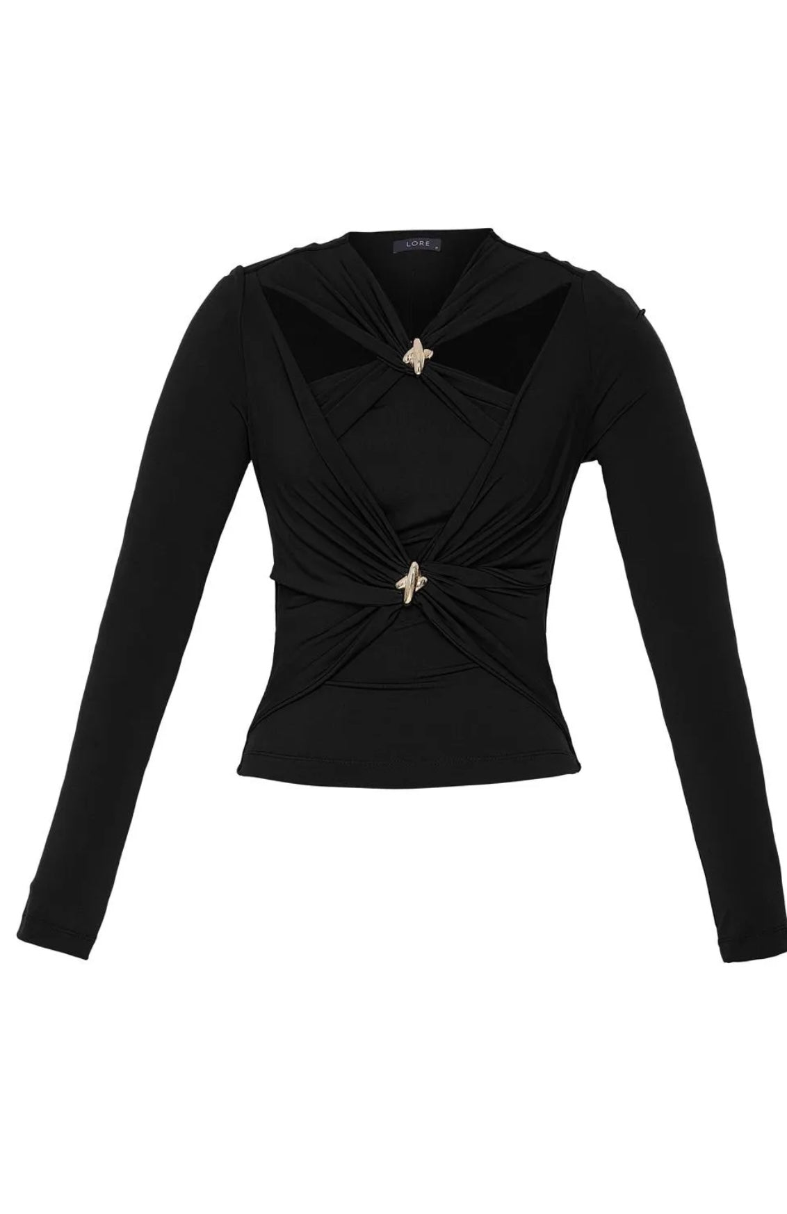 Lore - Metal Jersey Cross Front Blouse