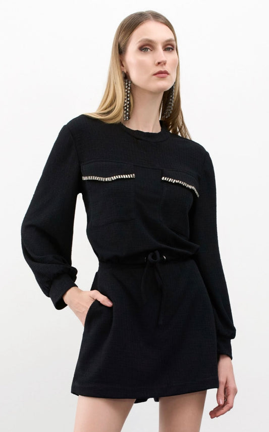 Lore -  Long Sleeve Blouse and Shorts Skirt Set