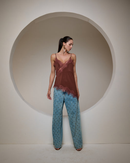 Bfly - Straight Leg Jeans with Eyelets