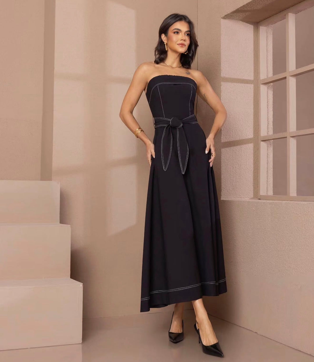 Sublini - Backstitching Midi Dress