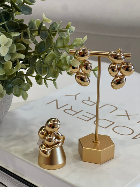 Nuria - Gold Balls Earrings/Ring Set