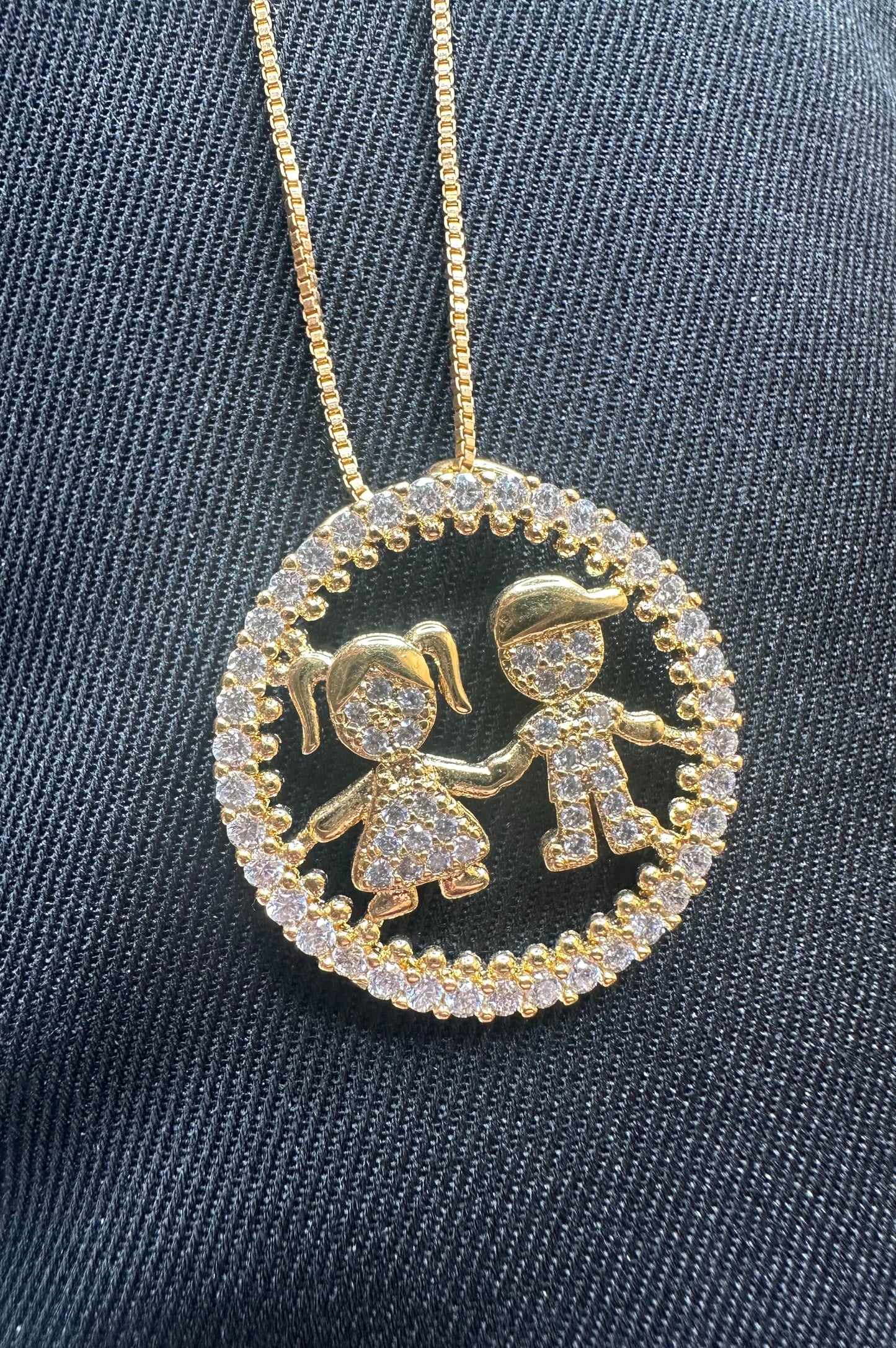 Gold Children Couple Necklace