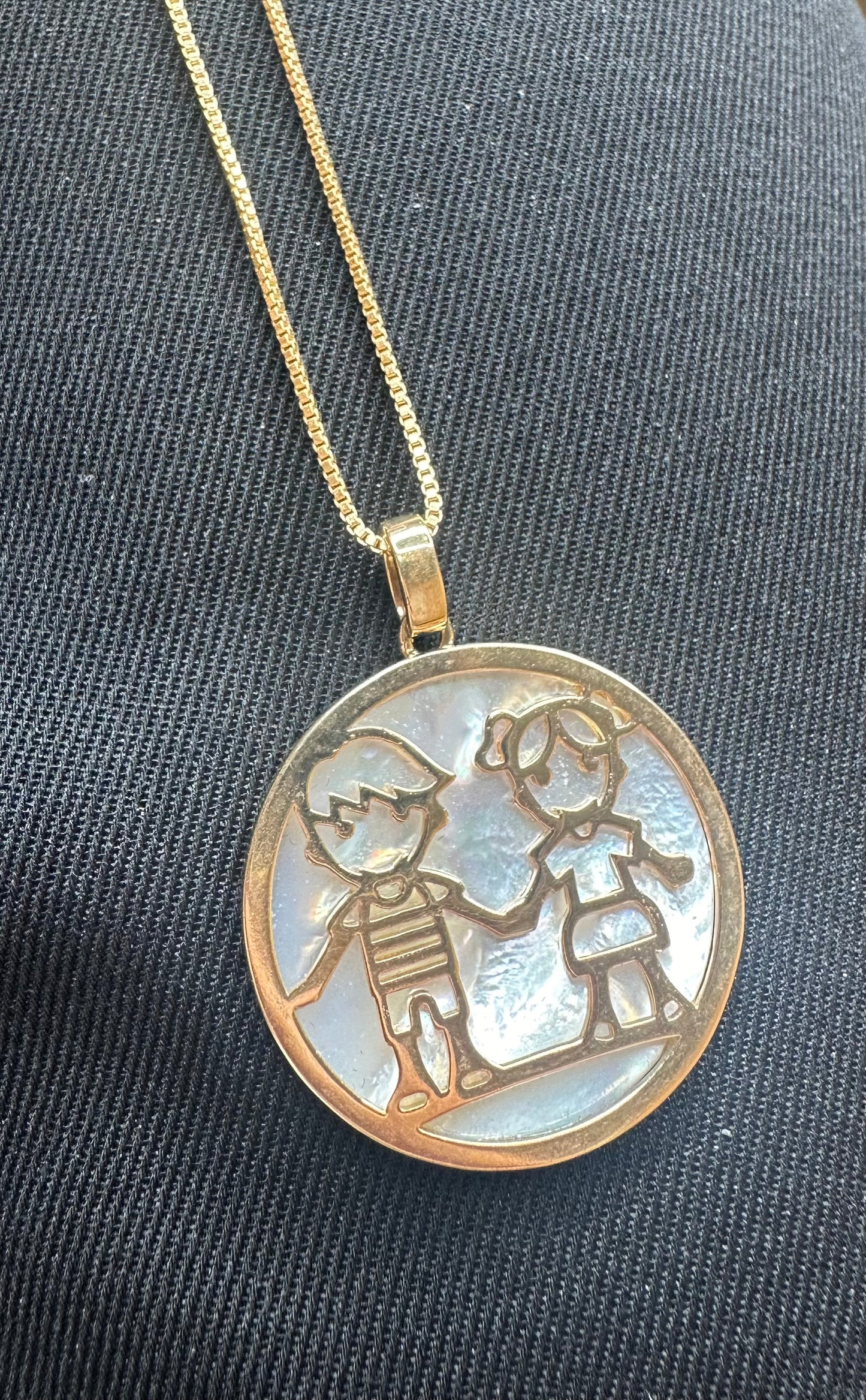 Gold Children Couple Necklace