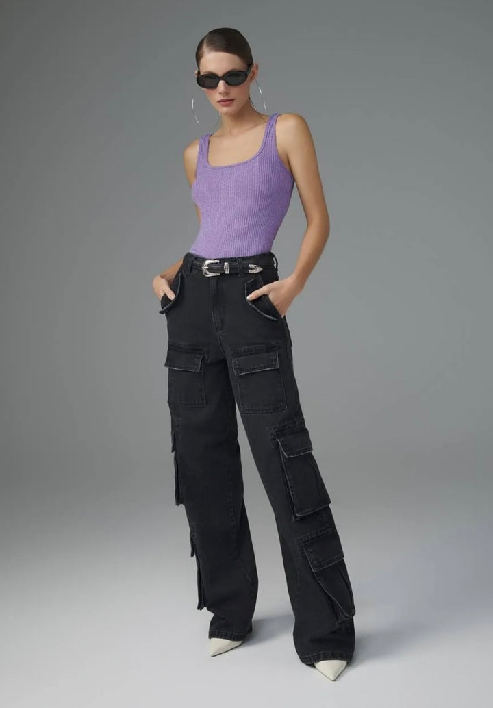 Lore - Calça Jeans Reta Cargo