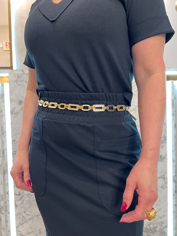Bfb - Golden Belt with Rectangular Detail