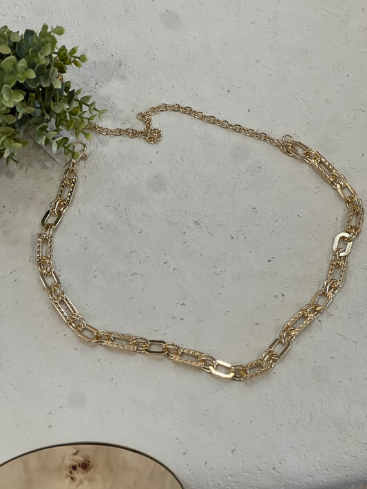 Bfb - Golden Belt with Rectangular Detail