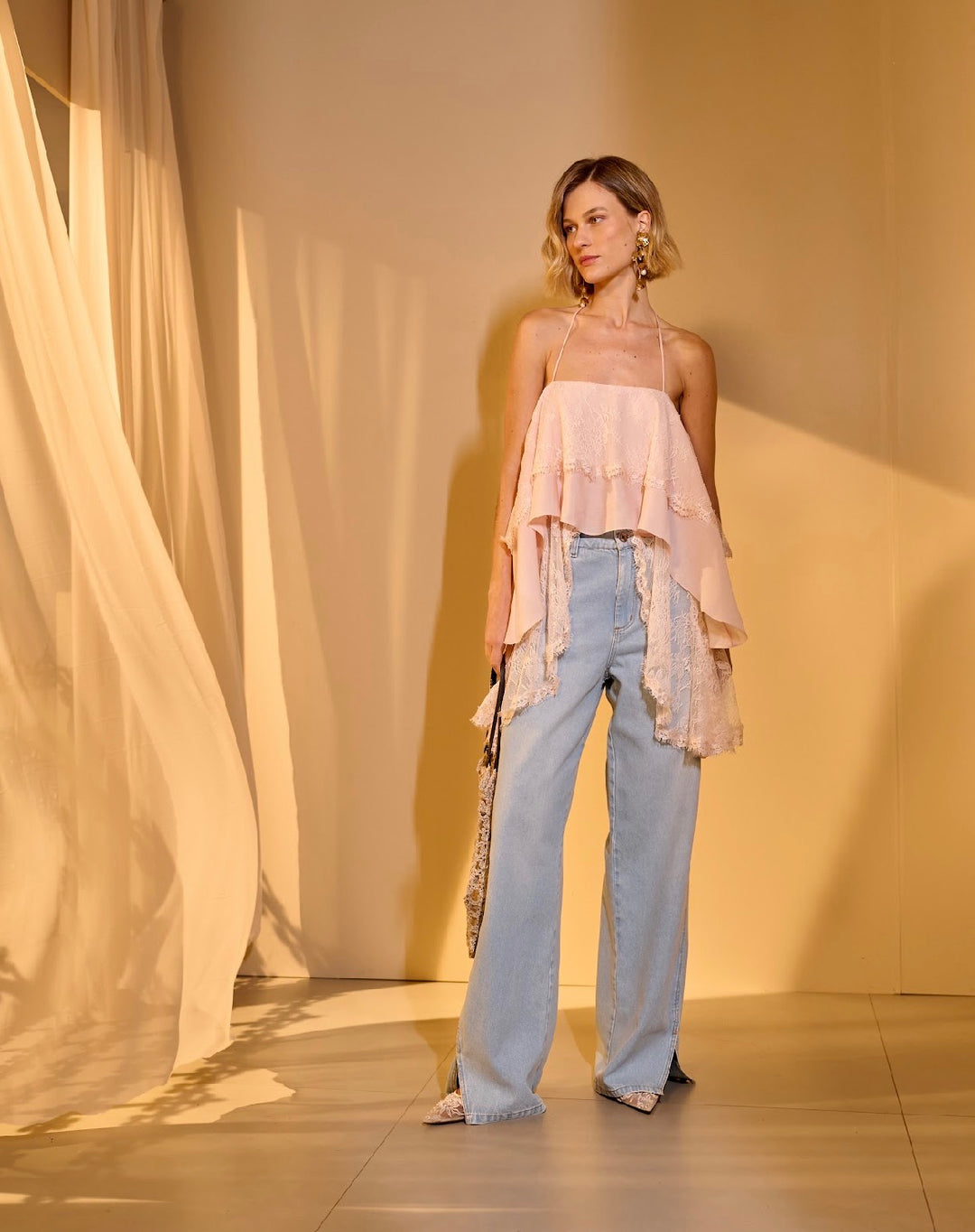 Bfly - Light-Wash Jeans with Leg Slit