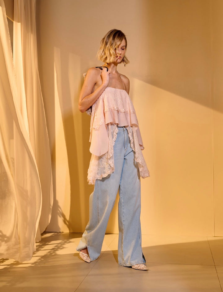 Bfly - Light-Wash Jeans with Leg Slit
