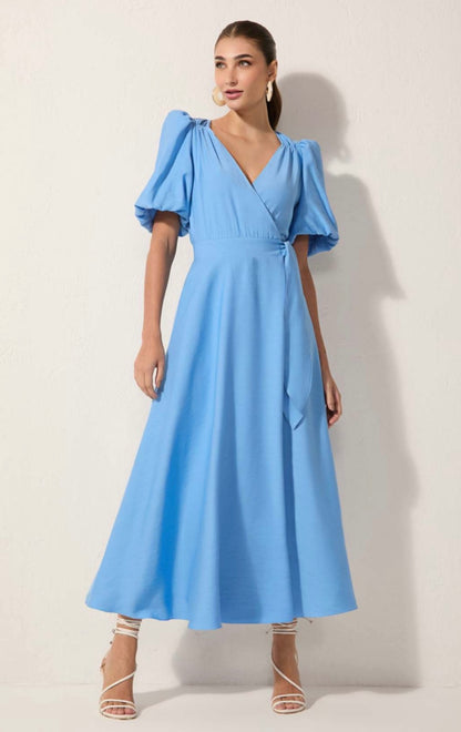 Linen Panama Double-Breasted Midi Dress