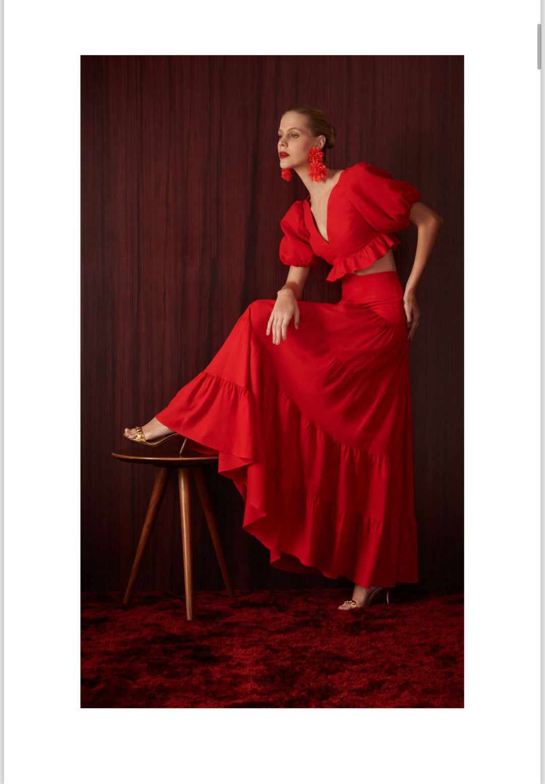 Rock Lola - Dress Linen Red Long Sleeve