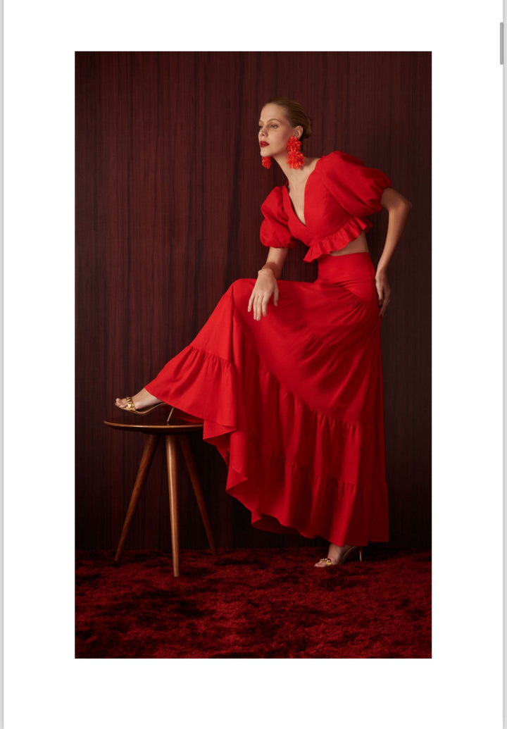 Rock Lola - Dress Linen Red Long Sleeve