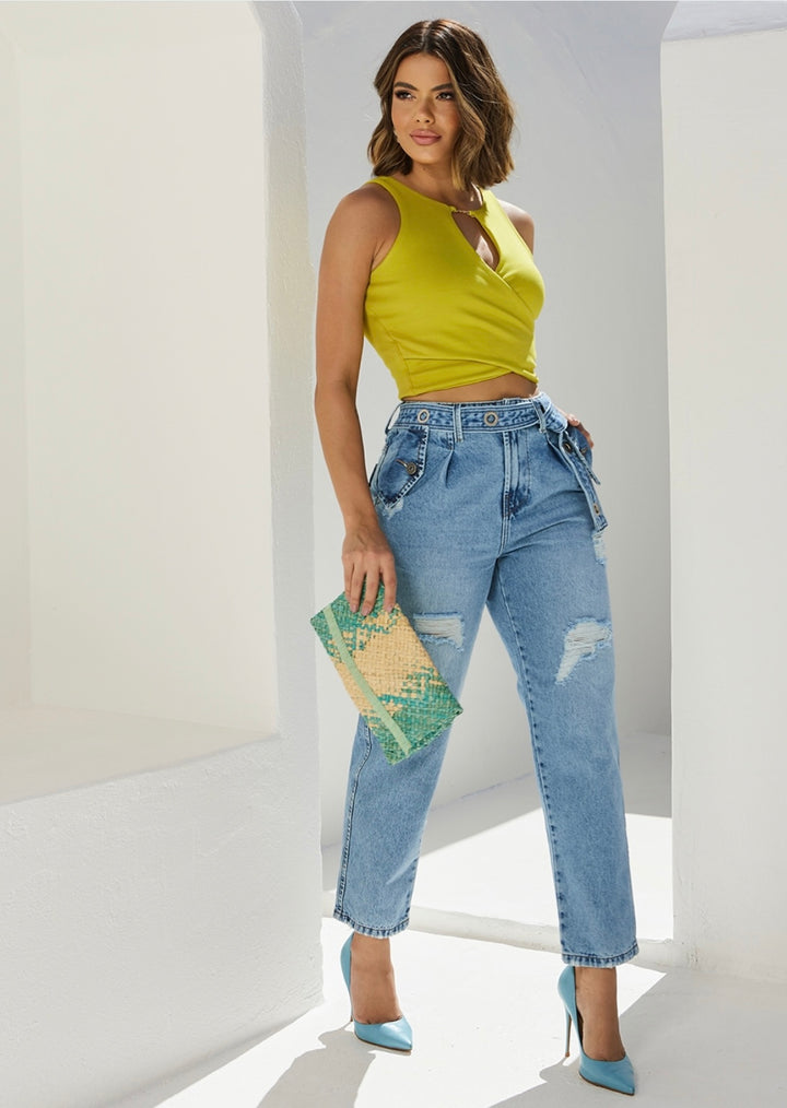 Remanescente - Calça Slouch com Cinto