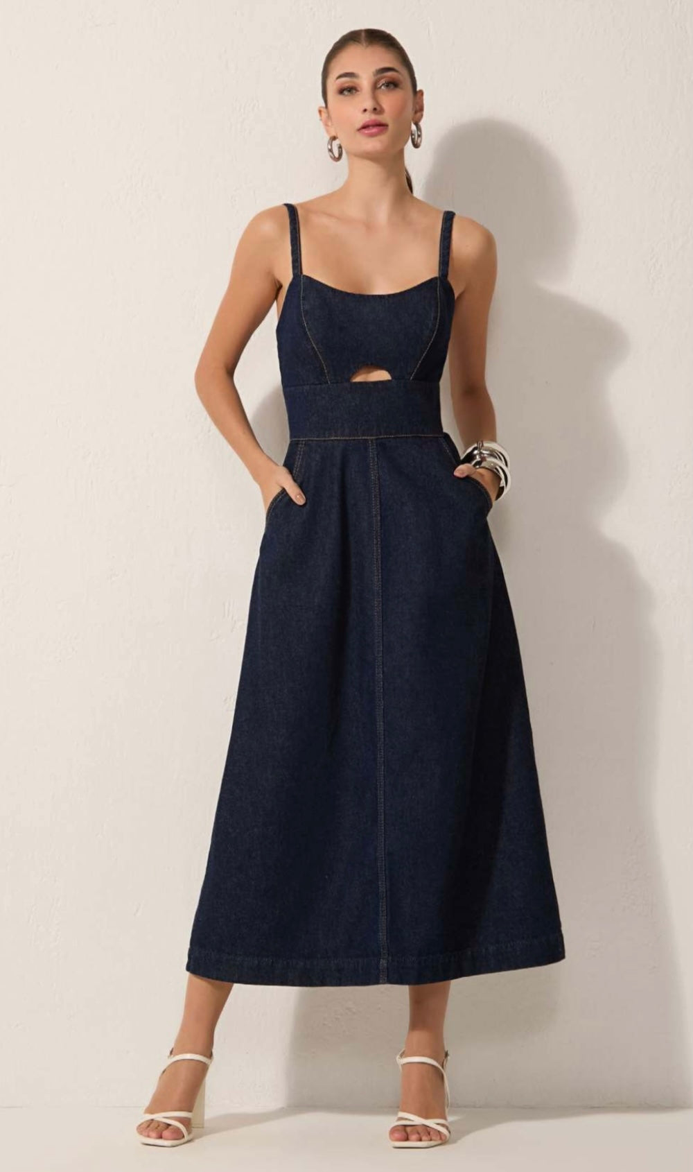 Lore - Cut Out Denim Midi Dress