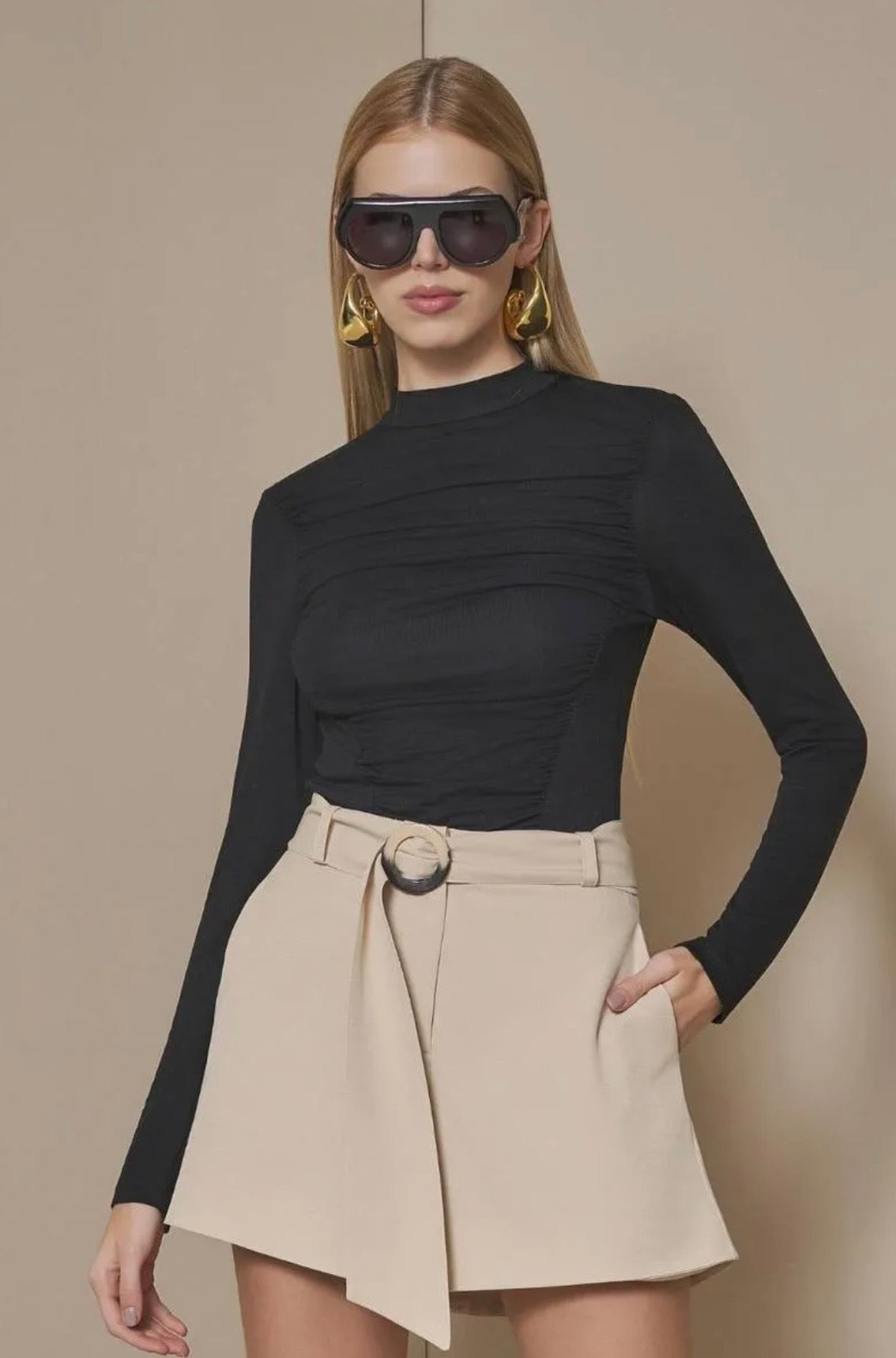 Lore - Blusa Franzida de Manga Comprida