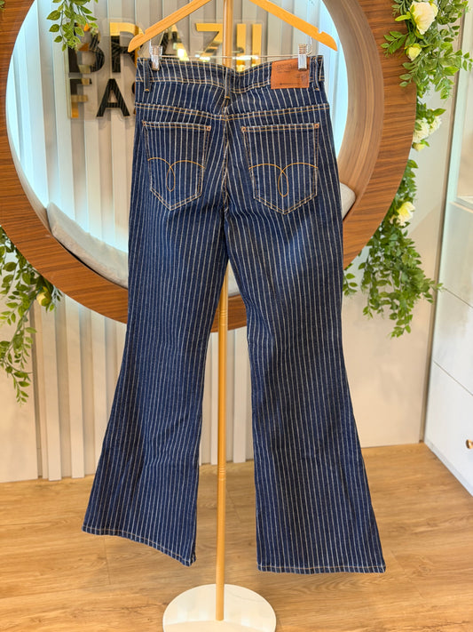 Contra Sensura - Calça Jeans Flare Listrada