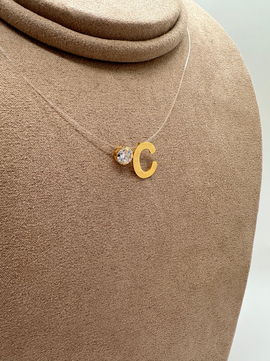 Nuria - Transparent Necklace w/ Golden Pendant