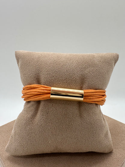 Leather Bracelet with Gold