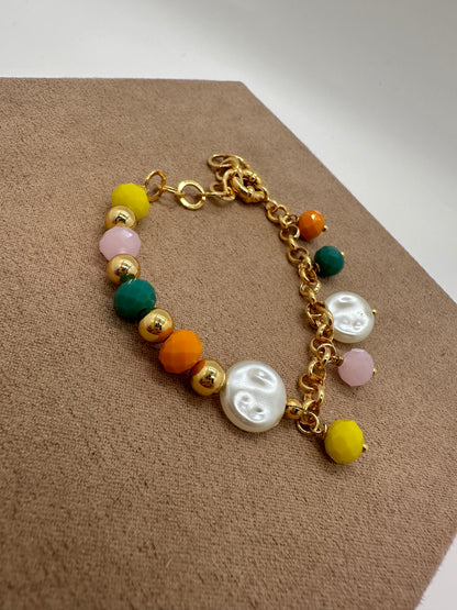 Golden Bracelet w/ Colorful Beads