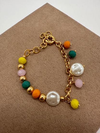 Golden Bracelet w/ Colorful Beads