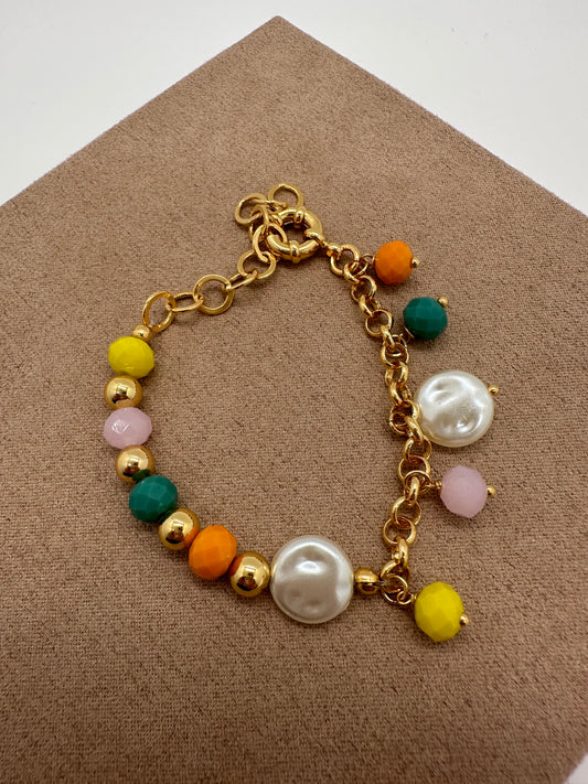 Nuria - Golden Bracelet w/ Colorful Beads