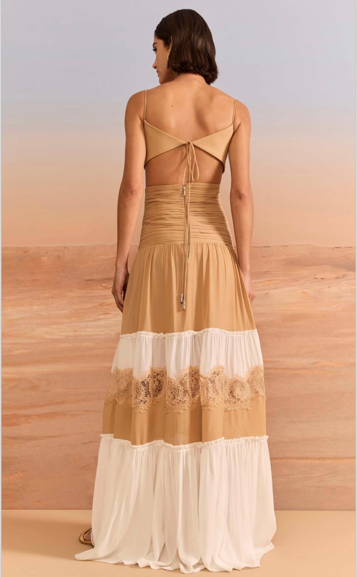 Skazi - Bicolor Long Dress with Lace Intermediate