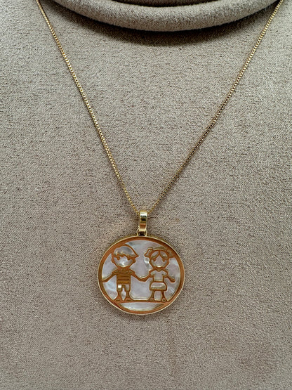 Gold Children Couple Necklace