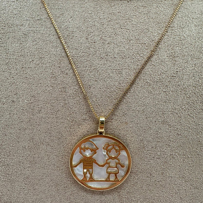 Gold Children Couple Necklace