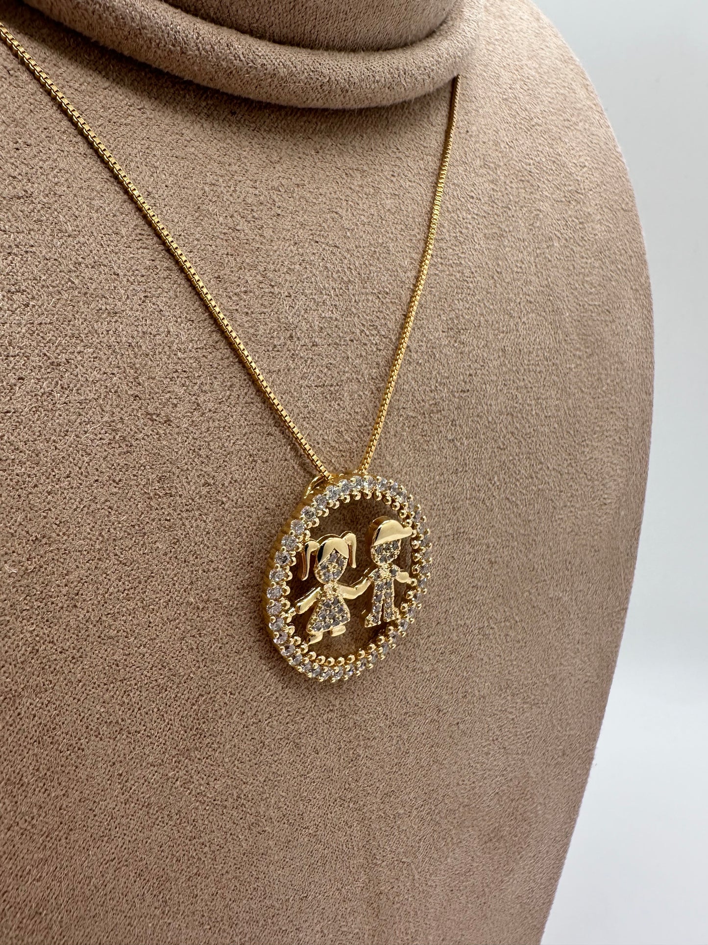 Gold Children Couple Necklace