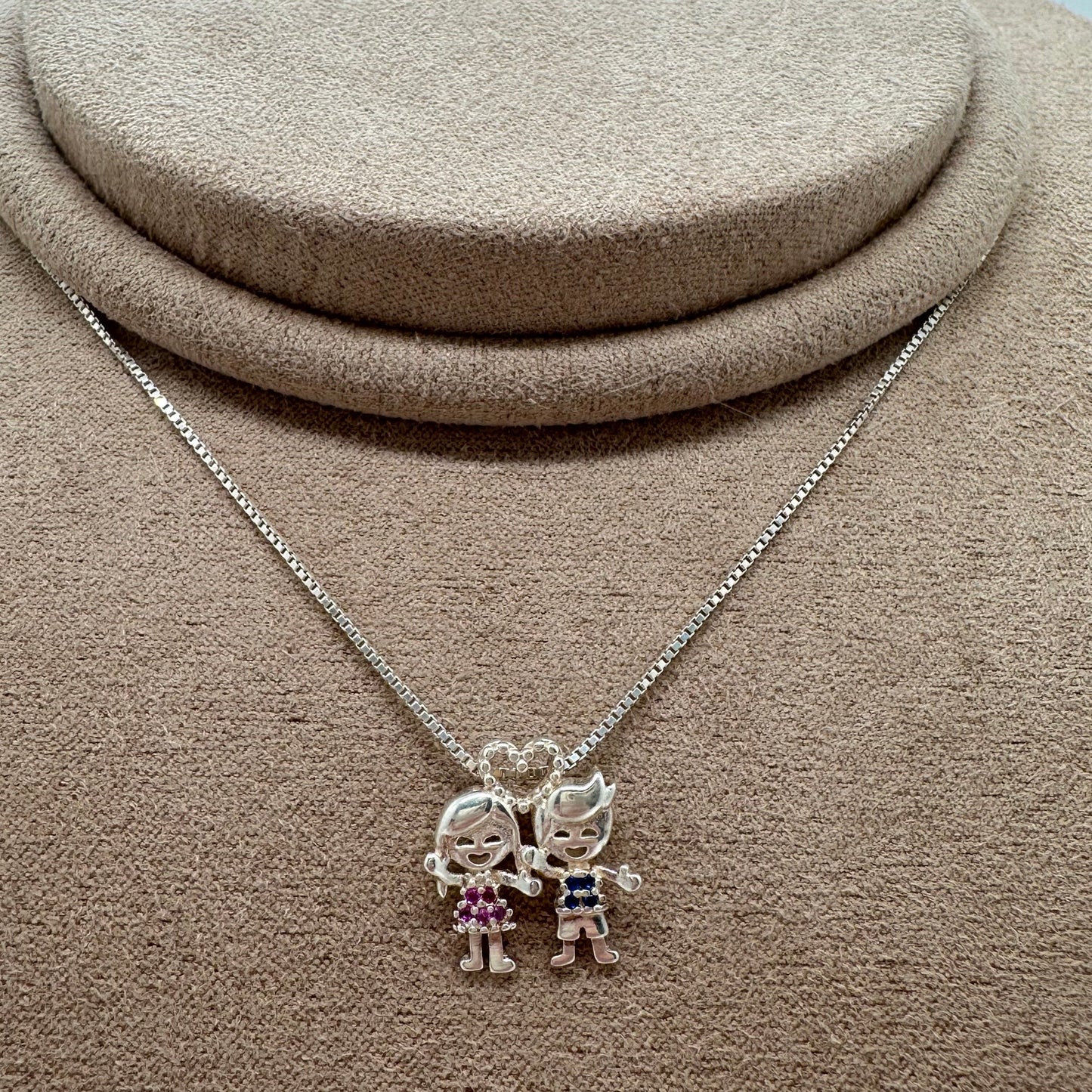 Children Couple Necklace in Silver