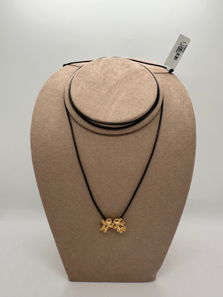 Nuria - Black Leather Lacing Necklace