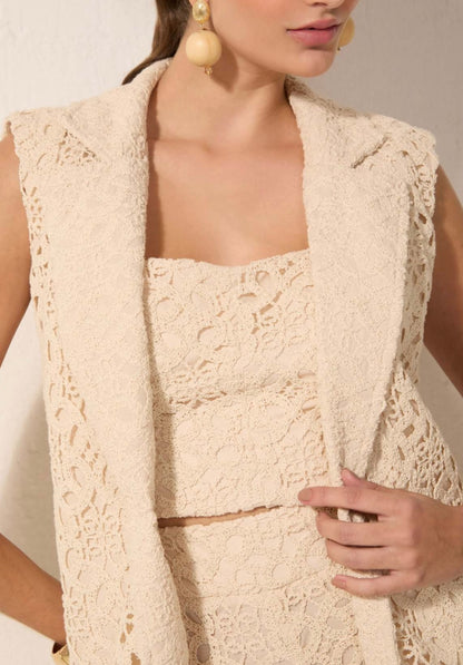 Lore - Lace Crochet Vest and Wide Leg Set